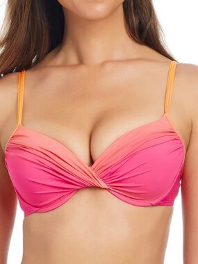 Bleu Rod Beattie 8 Top Bikini Beat The Heat Underwire Over The Shoulder Rosa NWT